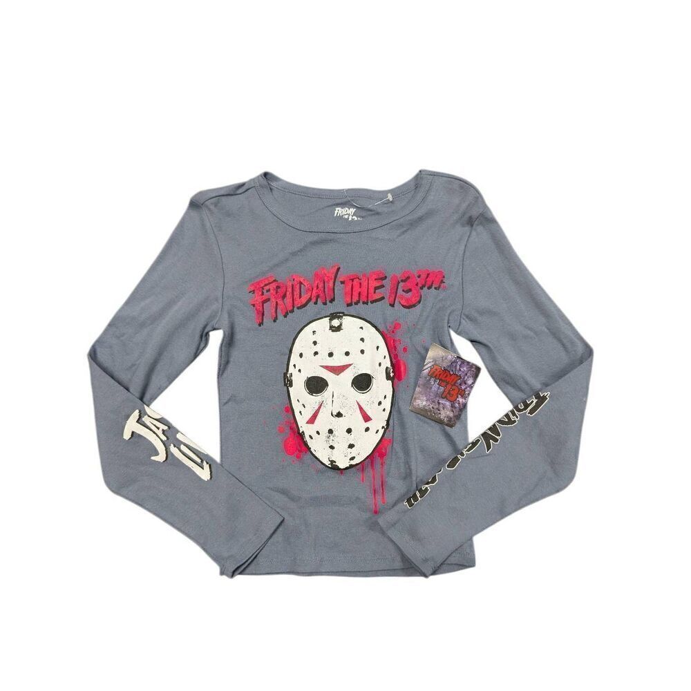 NWT Friday the 13th - Jason Ski Mask - Juniors Fitted Graphic T-Shirt Long Sleev